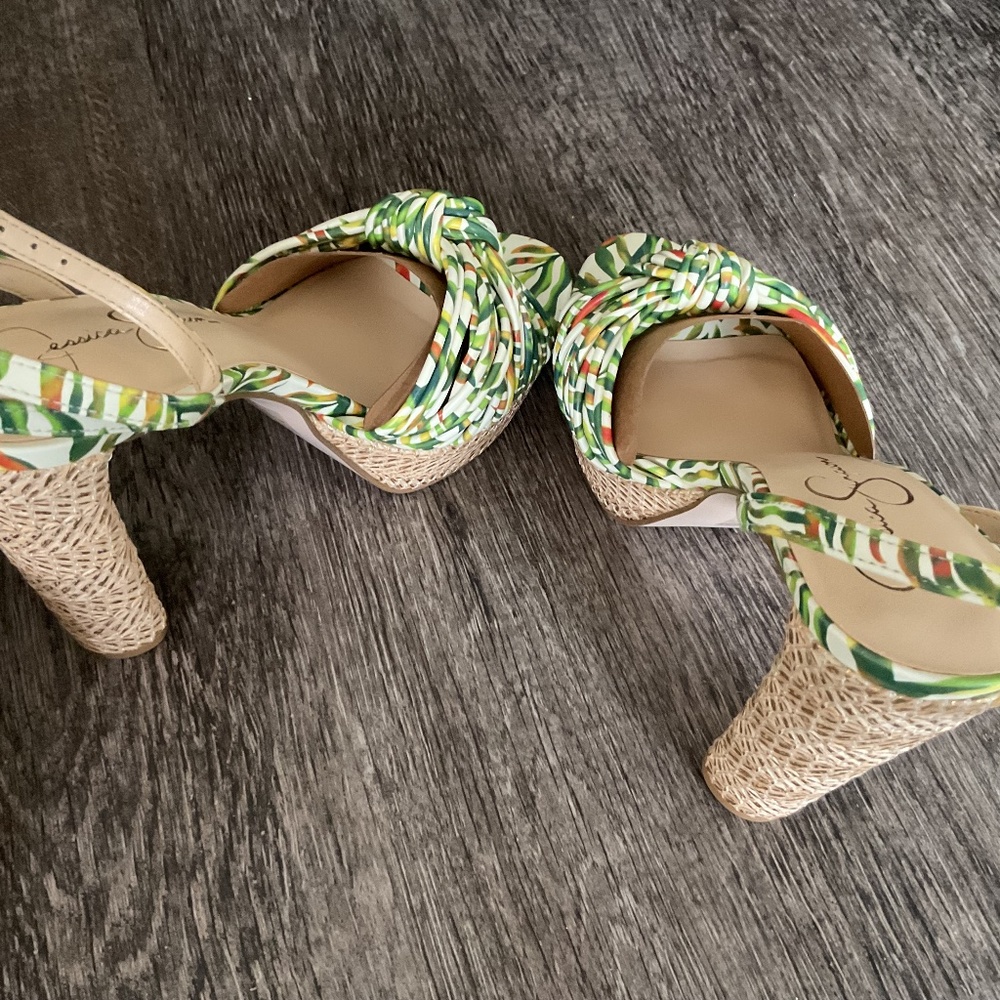 Jessica Simpson Block Heel Green Multi Size 8.5